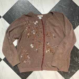 Vintage Soft Brown Embroidered Sweater